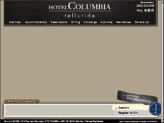 Web site www.columbiatelluride.com, Columbia Hotel