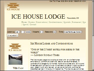 Web site www.icehouselodge.com, Ice House